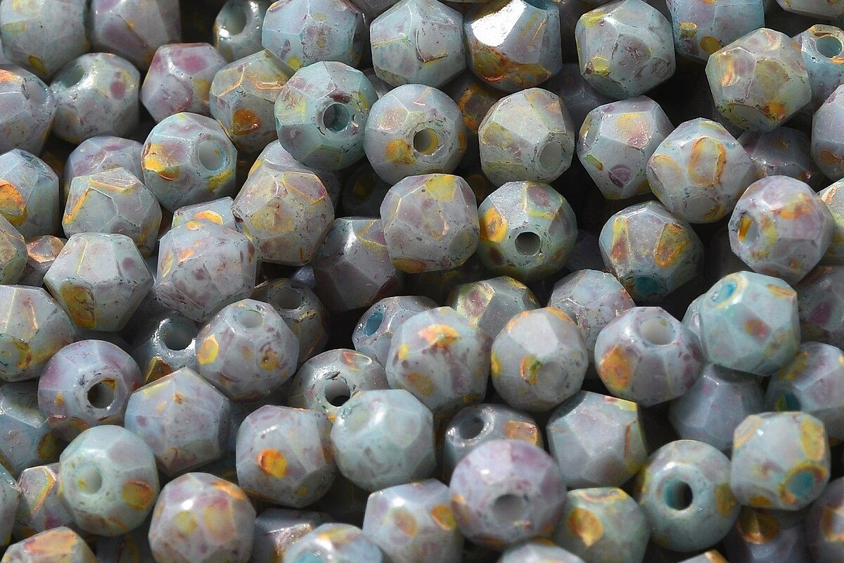 Margele de nisip de sticla Picasso biconice 4,5x4mm (10g) - gri