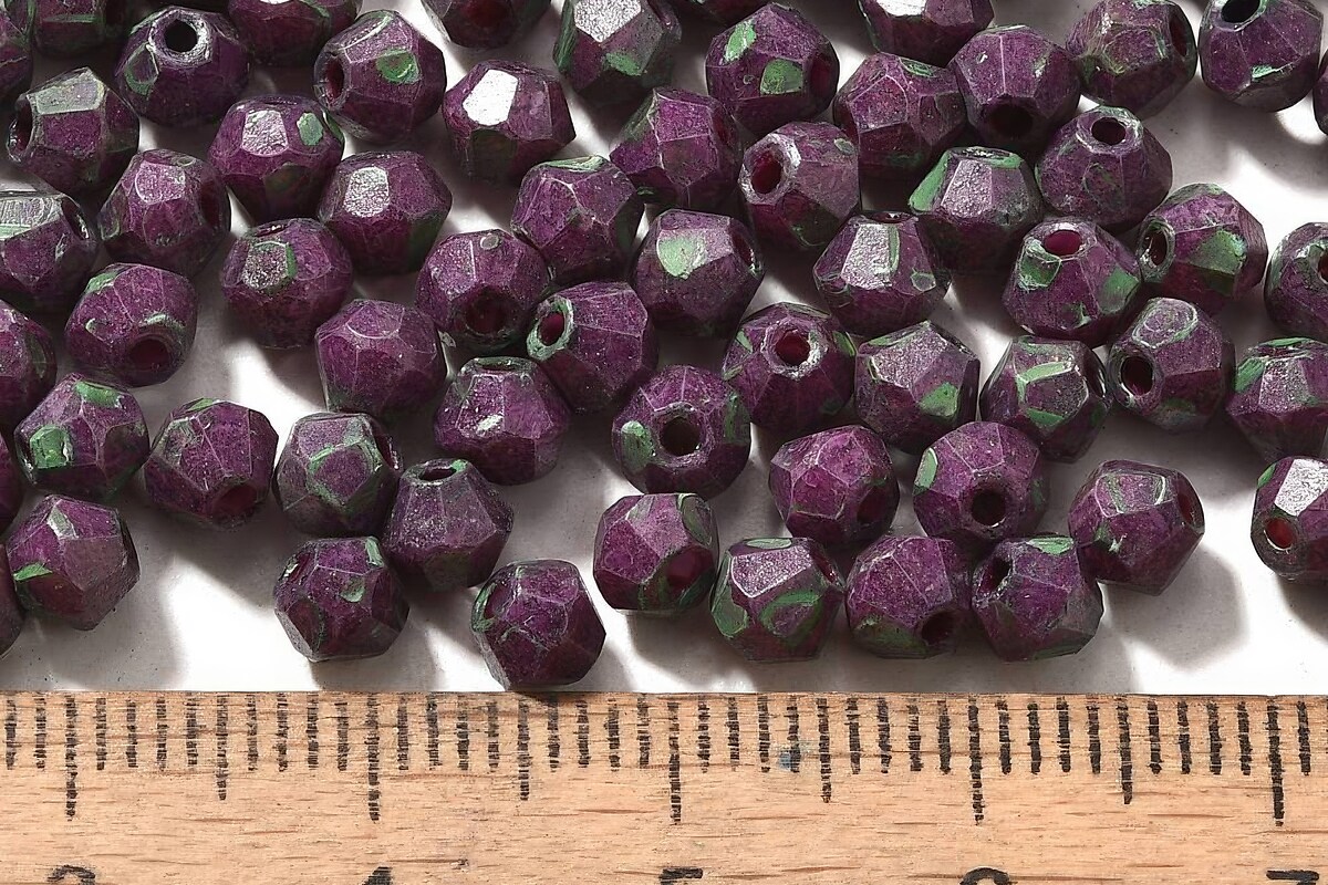 Margele de nisip de sticla Picasso biconice 4,5x4mm (10g) - mov inchis