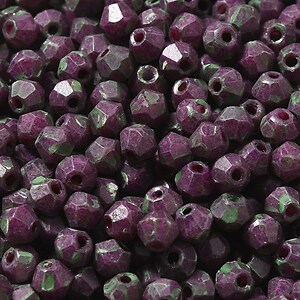 Margele de nisip de sticla Picasso biconice 4,5x4mm (10g) - mov inchis