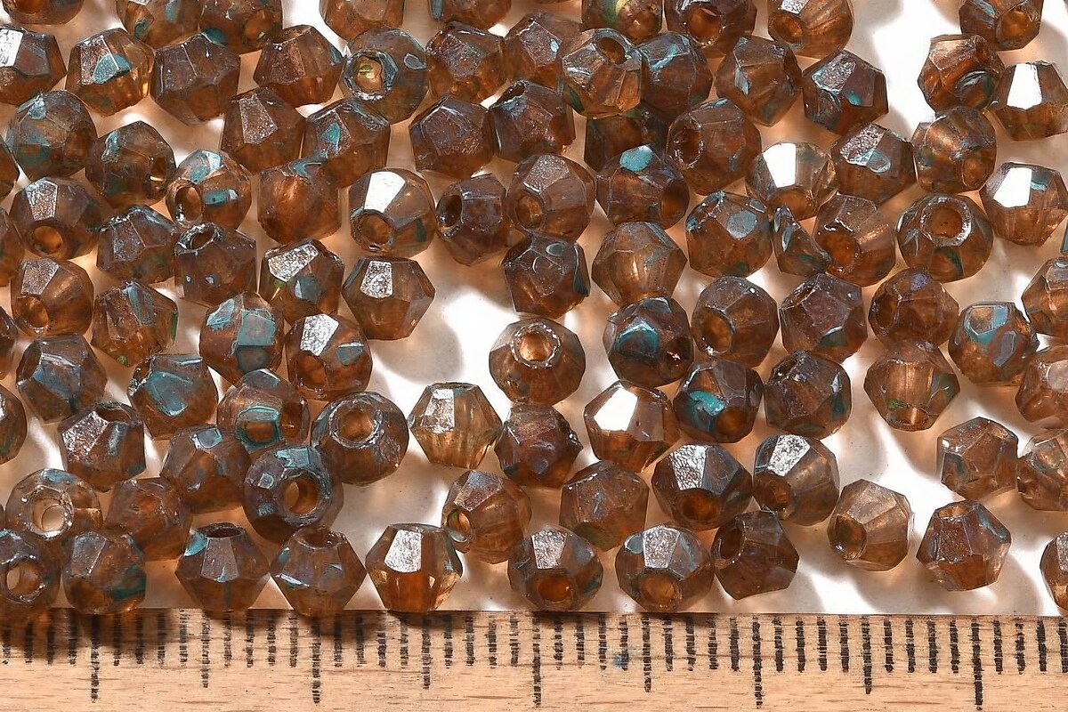 Margele de nisip de sticla Picasso biconice 4,5x4mm (10g) - maro