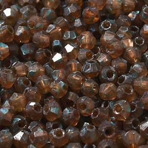 Margele de nisip de sticla Picasso biconice 4,5x4mm (10g) - maro