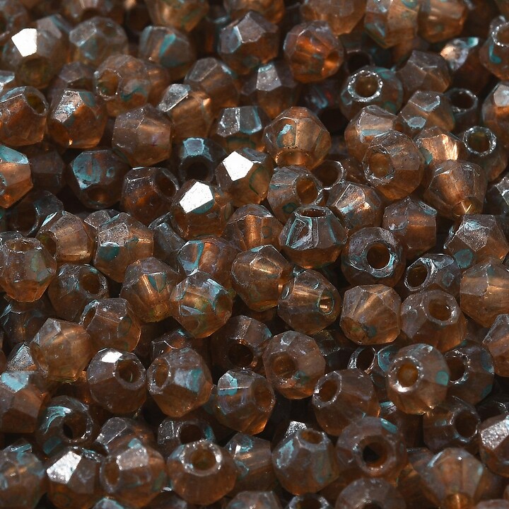 Margele de nisip de sticla Picasso biconice 4,5x4mm (10g) - maro