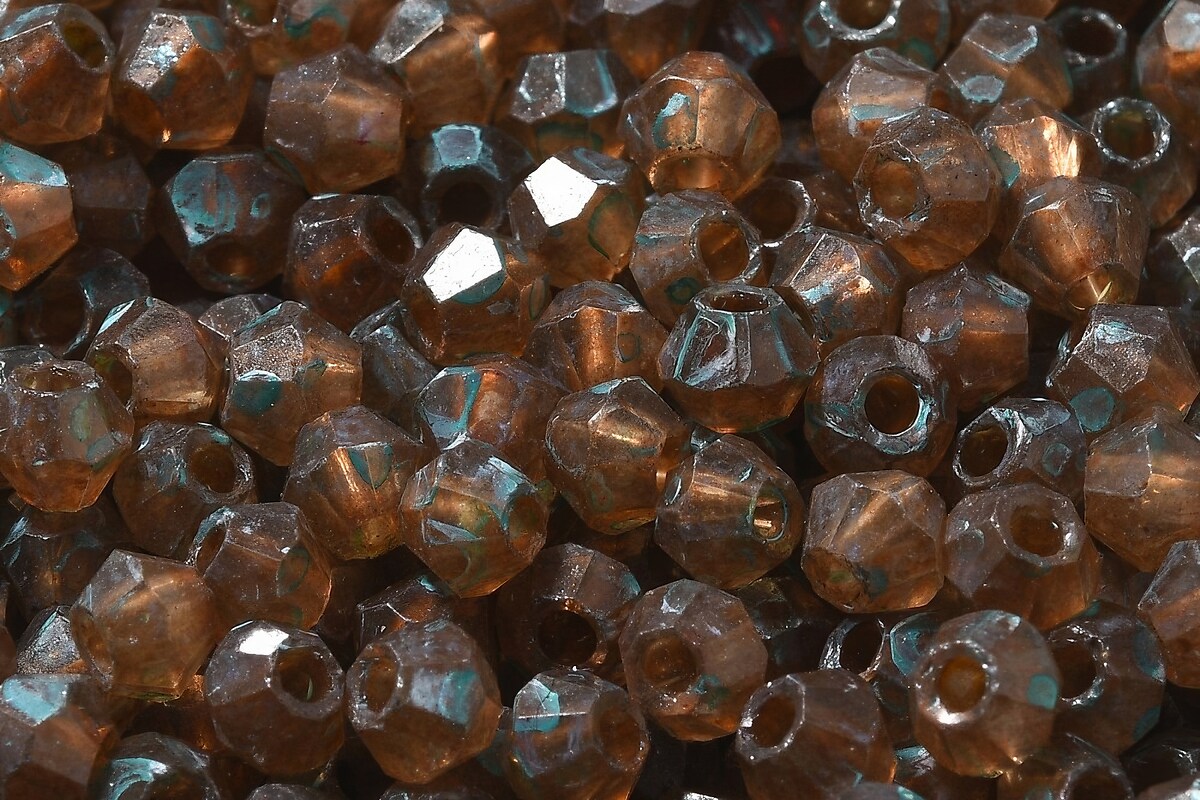 Margele de nisip de sticla Picasso biconice 4,5x4mm (10g) - maro