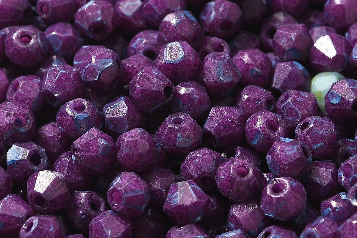 Margele de nisip de sticla Picasso biconice 4,5x4mm (10g) - mov