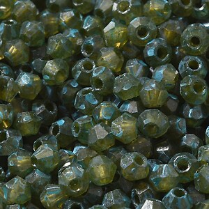 Margele de nisip de sticla Picasso biconice 4,5x4mm (10g) - verde albastrui