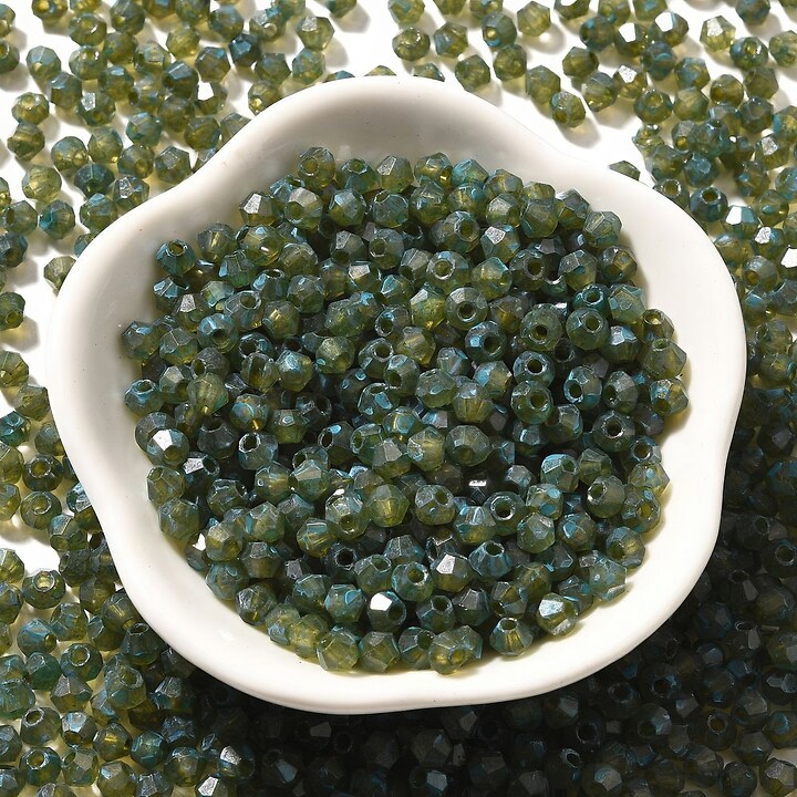 Margele de nisip de sticla Picasso biconice 4,5x4mm (10g) - verde albastrui