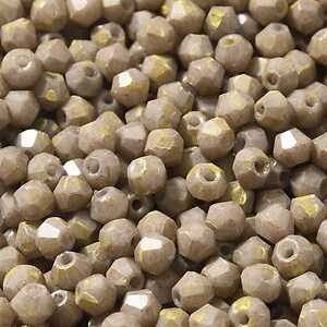 Margele de nisip de sticla Picasso biconice 4,5x4mm (10g) - bej auriu