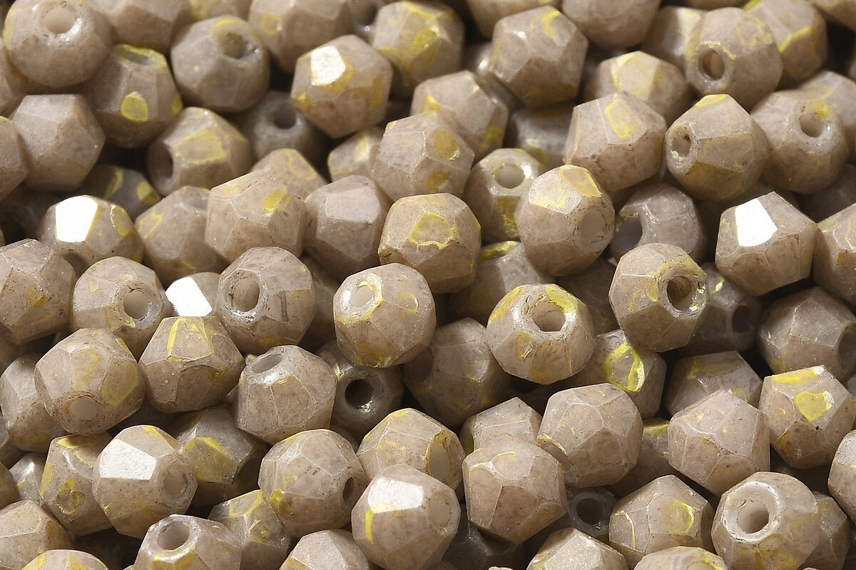 Margele de nisip de sticla Picasso biconice 4,5x4mm (10g) - bej auriu