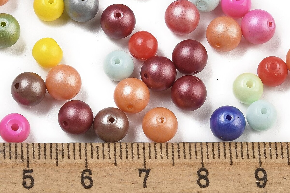 Margele de nisip de sticla rotunde 6mm (50g) - mix