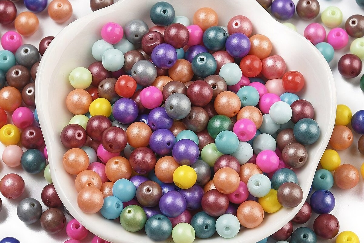 Margele de nisip de sticla rotunde 6mm (50g) - mix