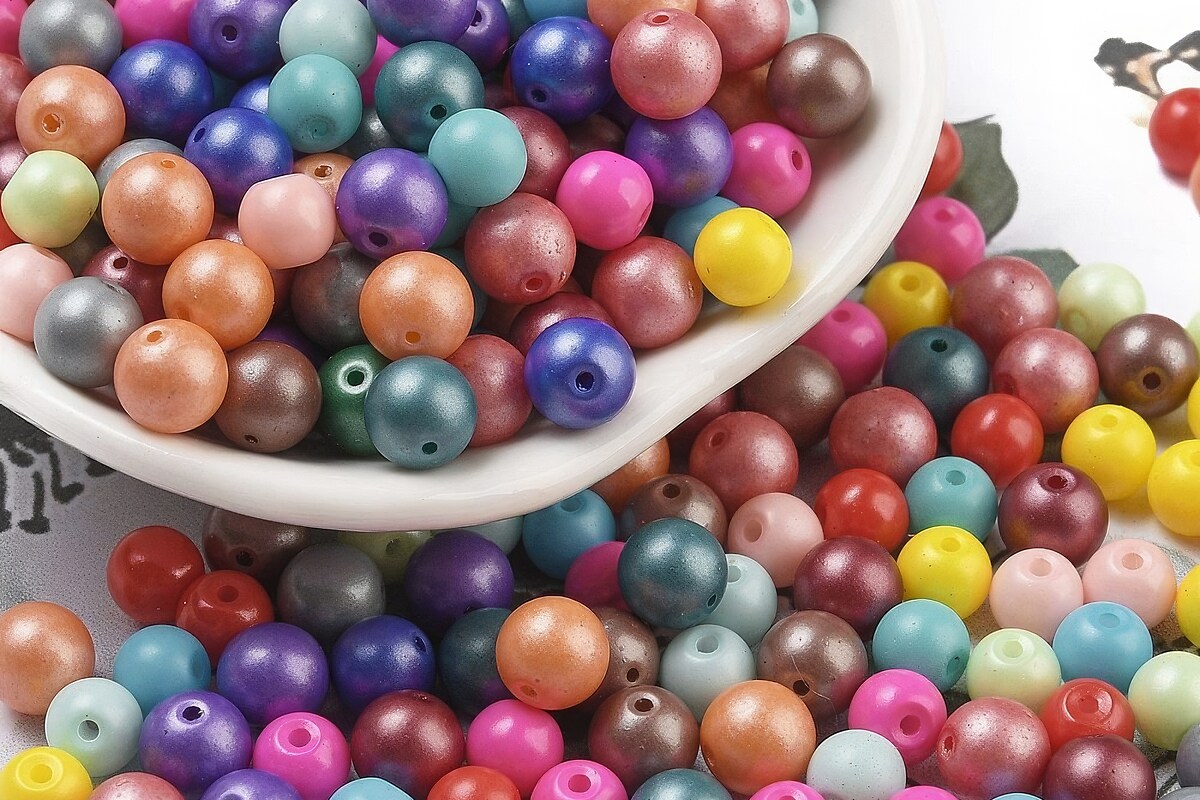 Margele de nisip de sticla rotunde 6mm (50g) - mix