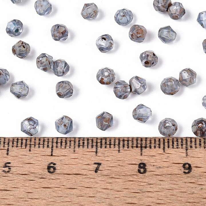 Margele de nisip de sticla Picasso biconice 3,5x4mm (10g) - gri