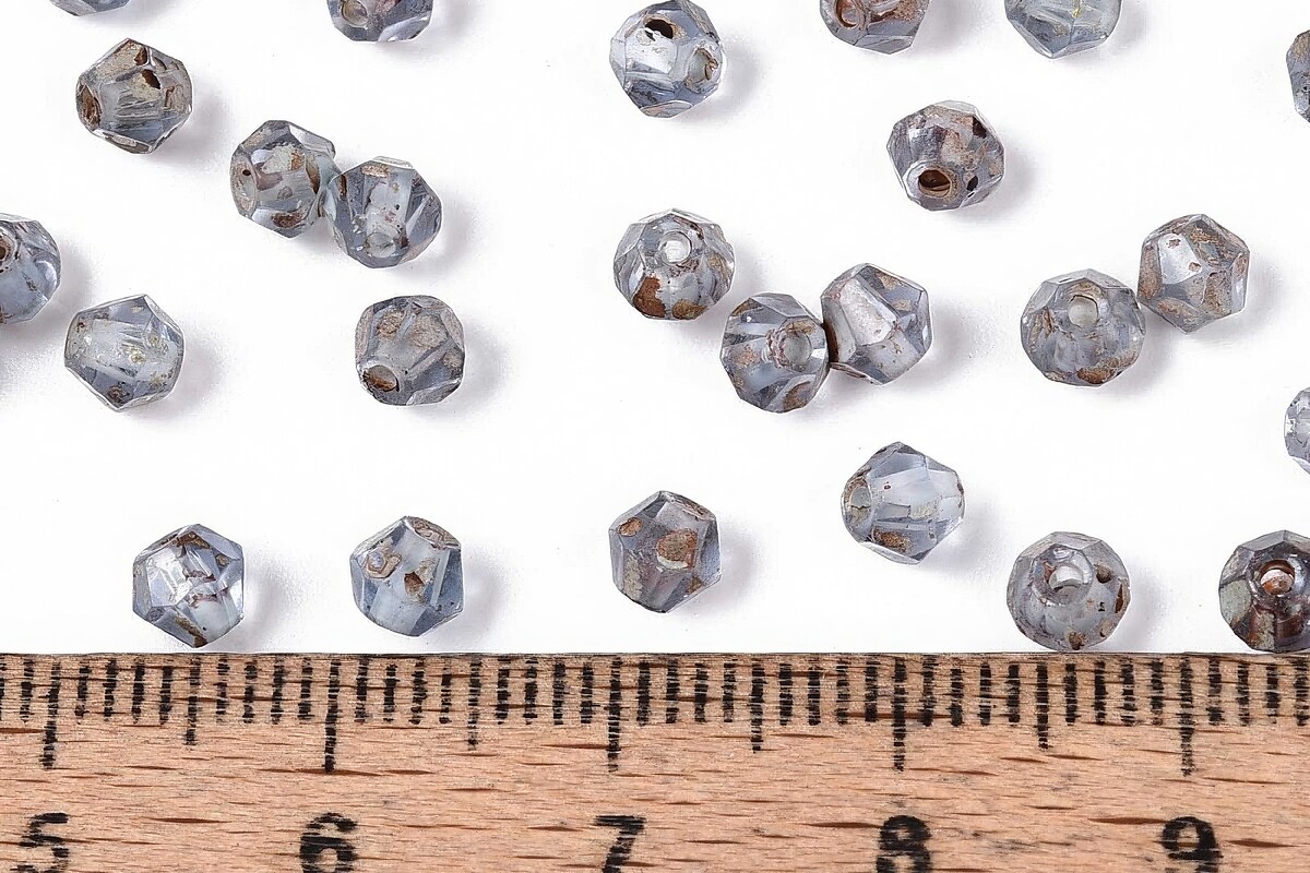 Margele de nisip de sticla Picasso biconice 3,5x4mm (10g) - gri