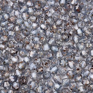 Margele de nisip de sticla Picasso biconice 3,5x4mm (10g) - gri