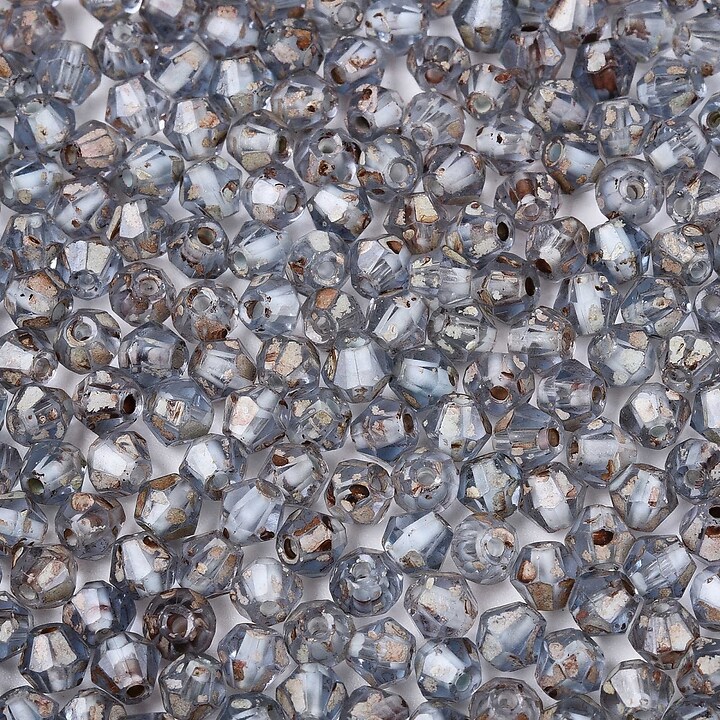 Margele de nisip de sticla Picasso biconice 3,5x4mm (10g) - gri