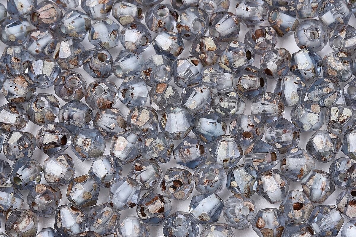 Margele de nisip de sticla Picasso biconice 3,5x4mm (10g) - gri