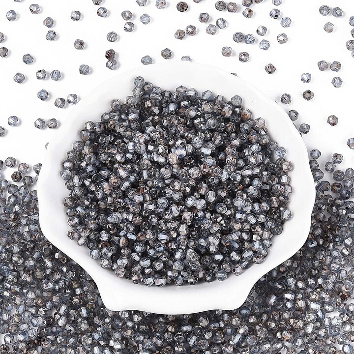 Margele de nisip de sticla Picasso biconice 3,5x4mm (10g) - gri
