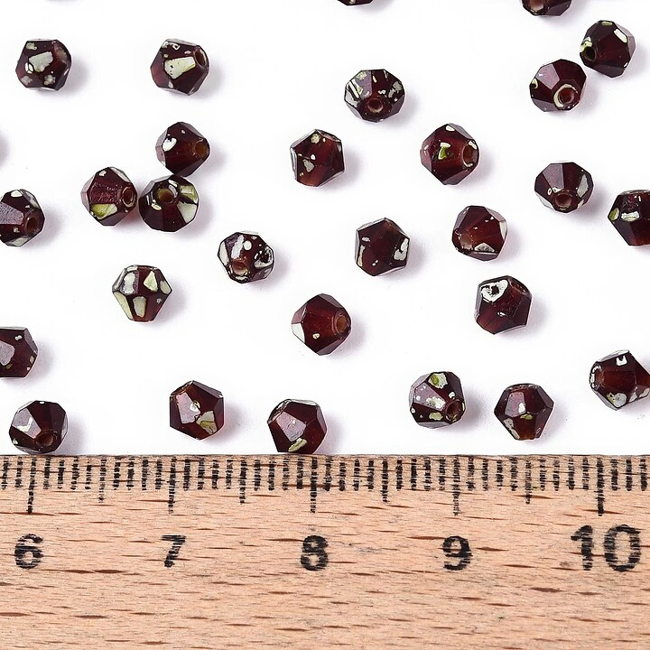 Margele de nisip de sticla Picasso biconice 3,5x4mm (10g) - grena