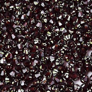 Margele de nisip de sticla Picasso biconice 3,5x4mm (10g) - grena