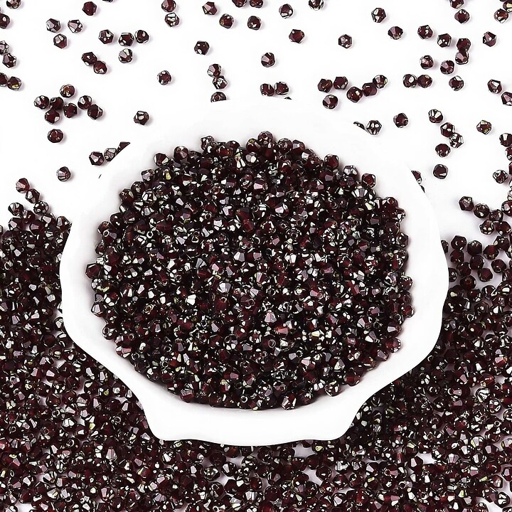 Margele de nisip de sticla Picasso biconice 3,5x4mm (10g) - grena