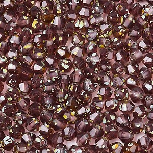 Margele de nisip de sticla Picasso biconice 3,5x4mm (10g) - grena transparent