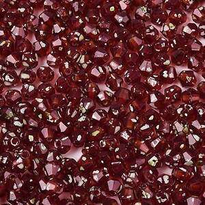 Margele de nisip de sticla Picasso biconice 3,5x4mm (10g) - rosu inchis