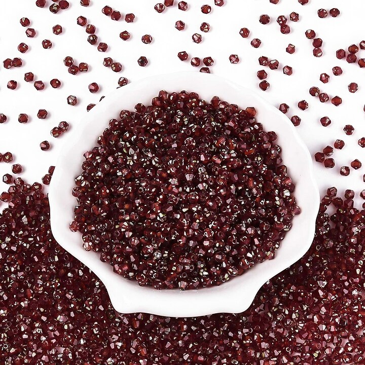 Margele de nisip de sticla Picasso biconice 3,5x4mm (10g) - rosu inchis