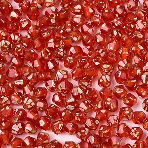 Margele de nisip de sticla Picasso biconice 3,5x4mm (10g) - rosu portocaliu