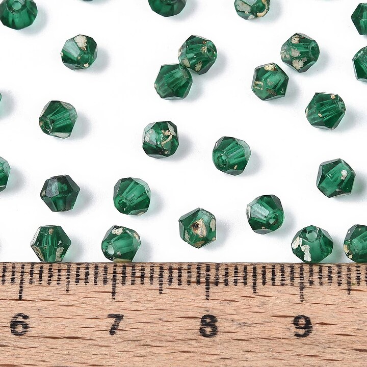 Margele de nisip de sticla Picasso biconice 3,5x4mm (10g) - verde