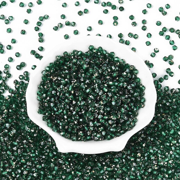 Margele de nisip de sticla Picasso biconice 3,5x4mm (10g) - verde