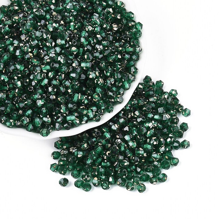 Margele de nisip de sticla Picasso biconice 3,5x4mm (10g) - verde