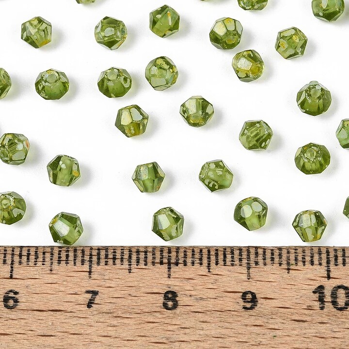 Margele de nisip de sticla Picasso biconice 3,5x4mm (10g) - verde olive
