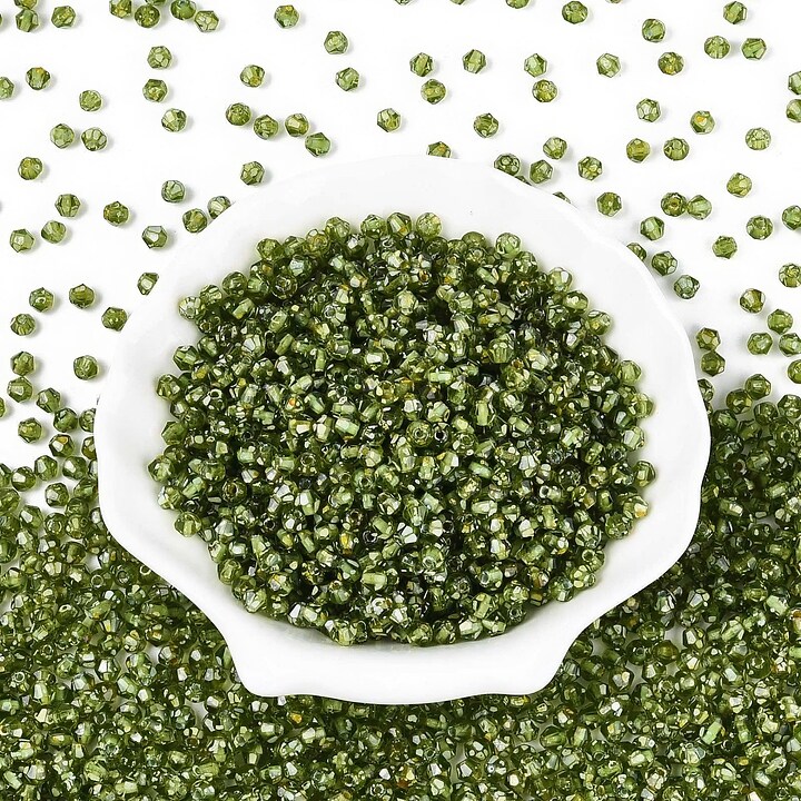 Margele de nisip de sticla Picasso biconice 3,5x4mm (10g) - verde olive