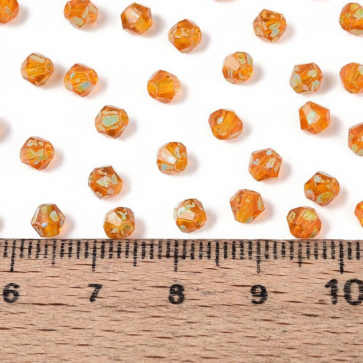 Margele de nisip de sticla Picasso biconice 3,5x4mm (10g) - portocaliu