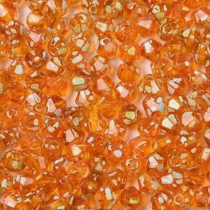 Margele de nisip de sticla Picasso biconice 3,5x4mm (10g) - portocaliu