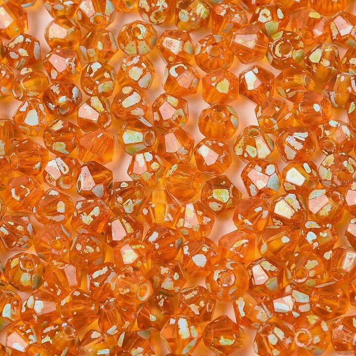 Margele de nisip de sticla Picasso biconice 3,5x4mm (10g) - portocaliu