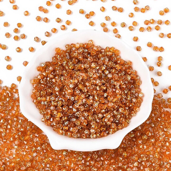 Margele de nisip de sticla Picasso biconice 3,5x4mm (10g) - portocaliu