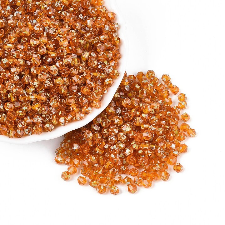 Margele de nisip de sticla Picasso biconice 3,5x4mm (10g) - portocaliu