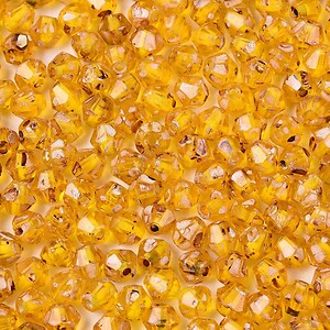 Margele de nisip de sticla Picasso biconice 3,5x4mm (10g) - galben