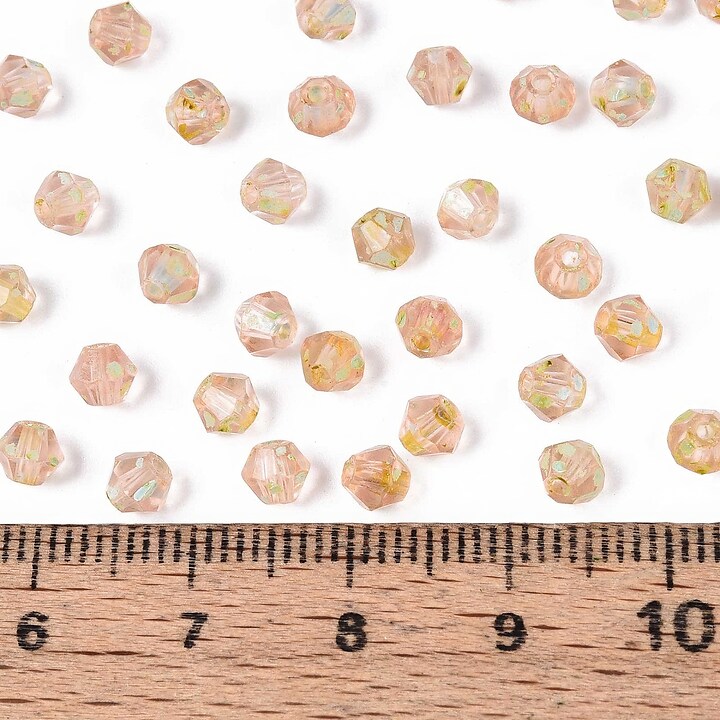 Margele de nisip de sticla Picasso biconice 3,5x4mm (10g) - roz pal