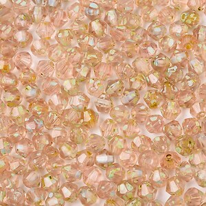 Margele de nisip de sticla Picasso biconice 3,5x4mm (10g) - roz pal