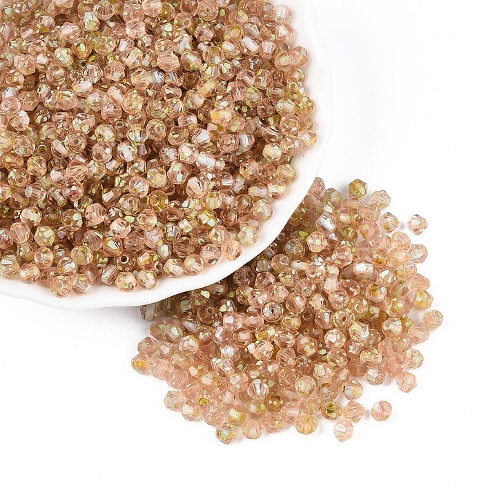 Margele de nisip de sticla Picasso biconice 3,5x4mm (10g) - roz pal
