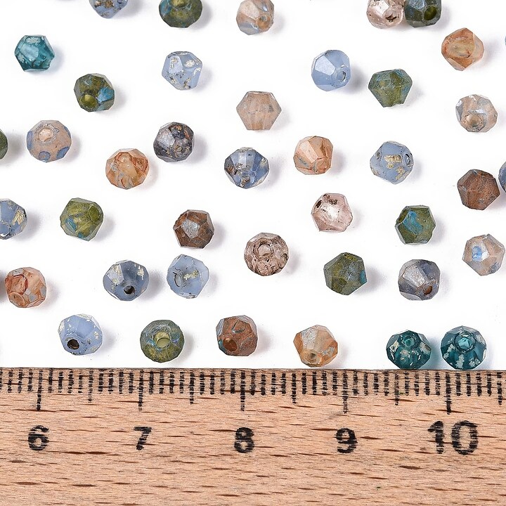 Margele de nisip de sticla Picasso biconice 3,5x4mm (10g) - mix