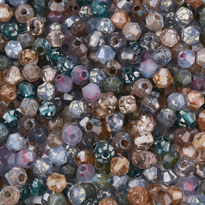 Margele de nisip de sticla Picasso biconice 3,5x4mm (10g) - mix