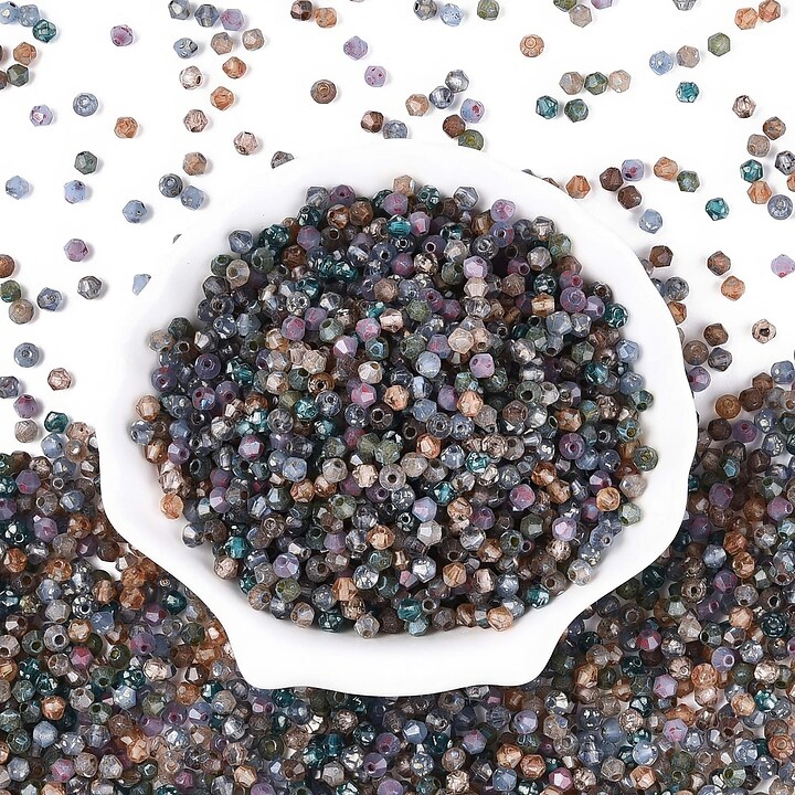 Margele de nisip de sticla Picasso biconice 3,5x4mm (10g) - mix