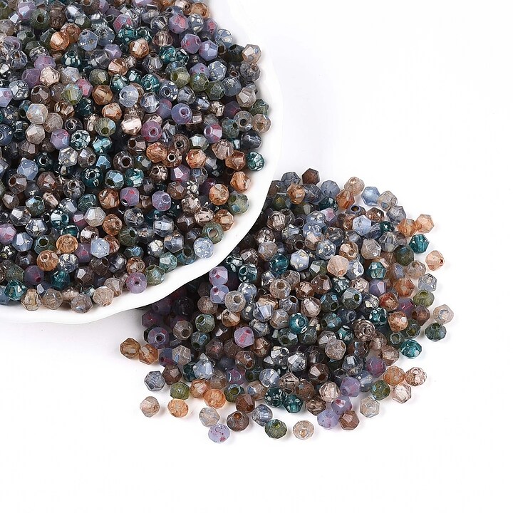 Margele de nisip de sticla Picasso biconice 3,5x4mm (10g) - mix