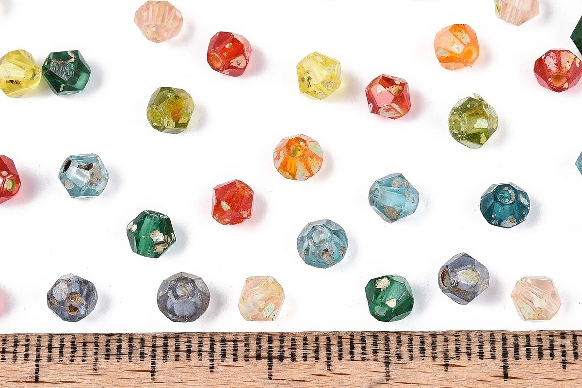 Margele de nisip de sticla Picasso biconice 3,5x4mm (10g) - mix