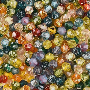 Margele de nisip de sticla Picasso biconice 3,5x4mm (10g) - mix