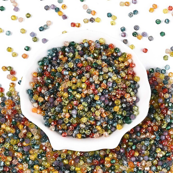 Margele de nisip de sticla Picasso biconice 3,5x4mm (10g) - mix