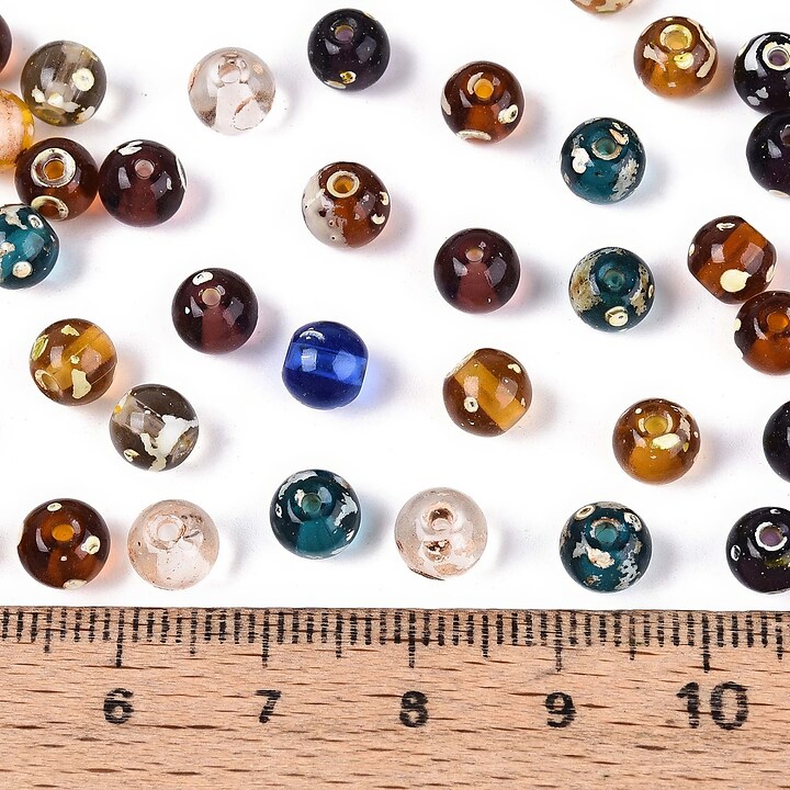 Margele de nisip de sticla Picasso rotunde 6x6,5mm (10g) - mix